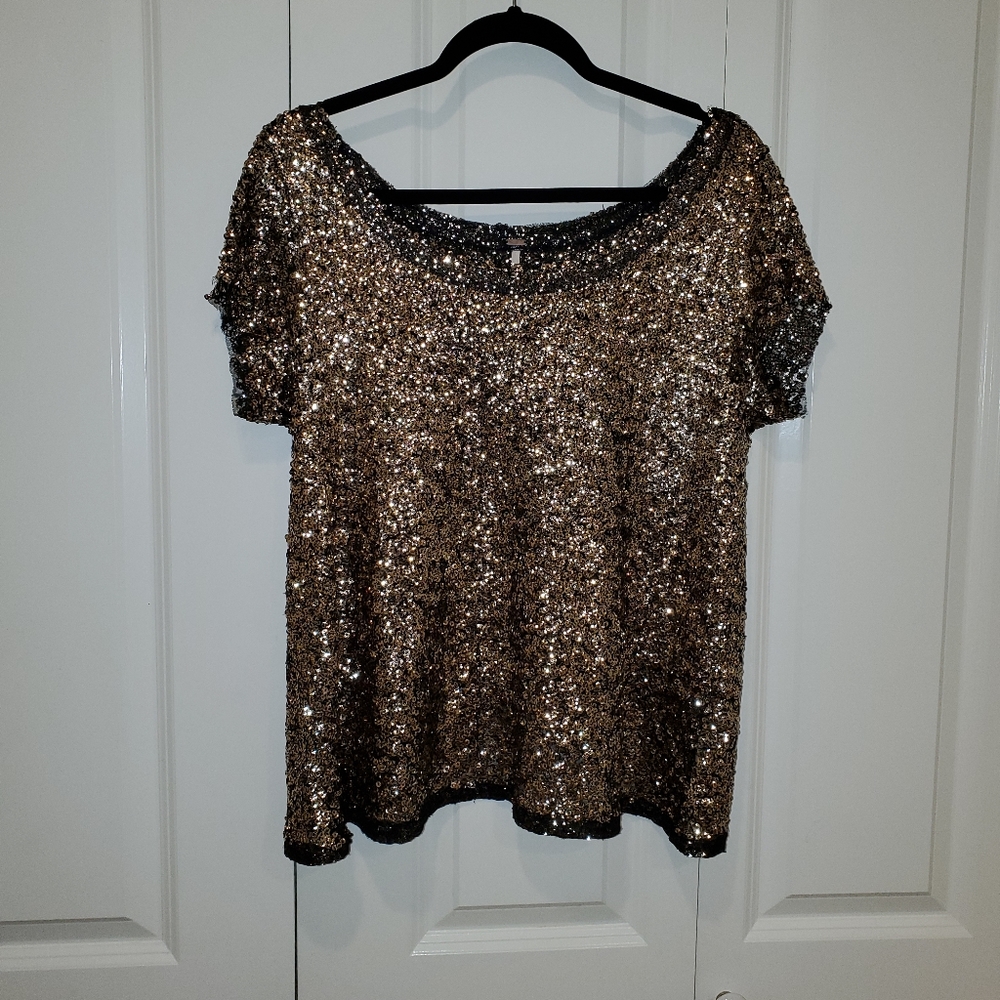 Free People sequins gold/black  top